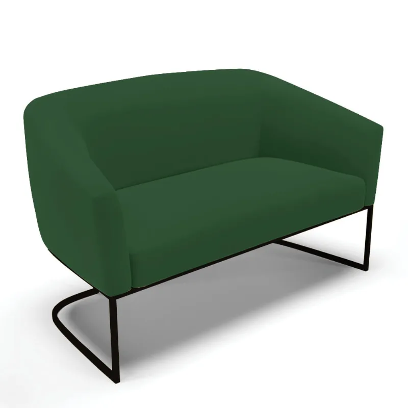 Sofá 2 Lugares Namoradeira Industrial Preto Stella Veludo D03 - D'Rossi Verde