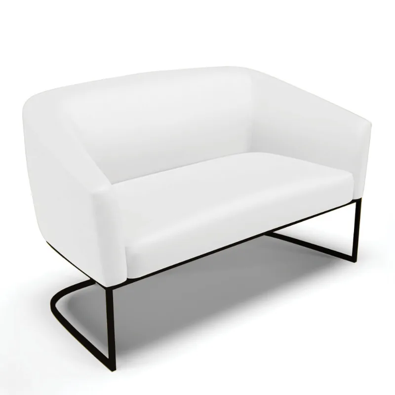 Sofá 2 Lugares Namoradeira Industrial Preto Stella Sintético D03 - D'Rossi Branco