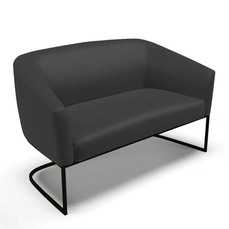 Sofá 2 Lugares Namoradeira Industrial Preto Stella Sintético D03 - D'Rossi Preto