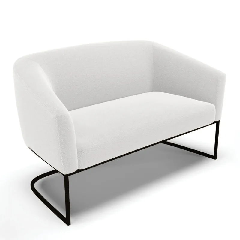 Sofá 2 Lugares Namoradeira Industrial Preto Stella Bouclê D03 - D'Rossi Off White