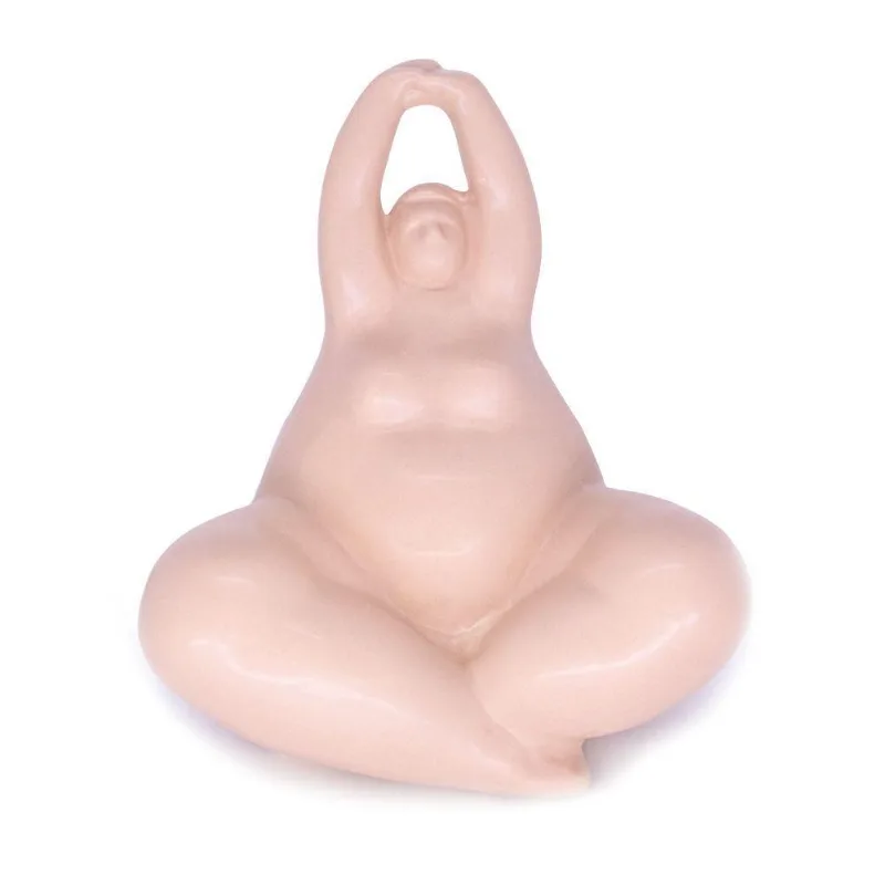 Enfeite Decorativo Yoga Rosa Em Cerâmica Estilo Nórdico 16,8 Cm F04 - D'rossi