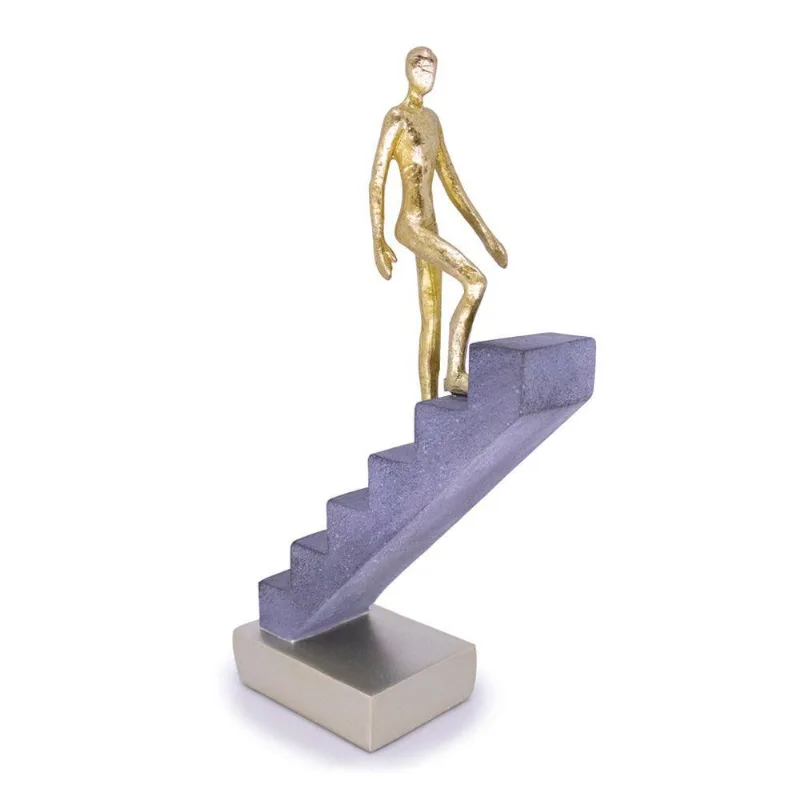 Escultura Decorativa Homem Escada Em Poliresina Dourado 16 Cm F04 - D'rossi