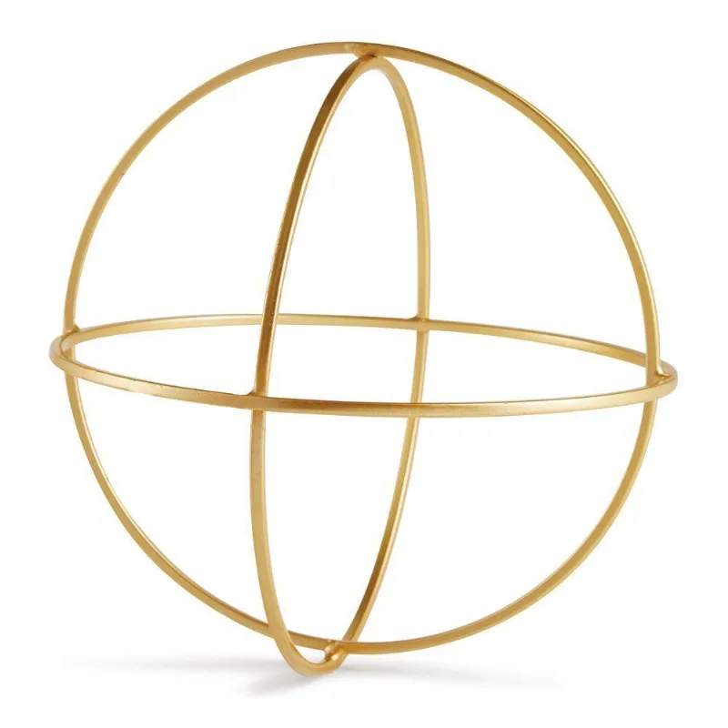 Enfeite Esfera Forma Geométrica Vazada Em Metal Dourado 24 Cm M02 - D'rossi
