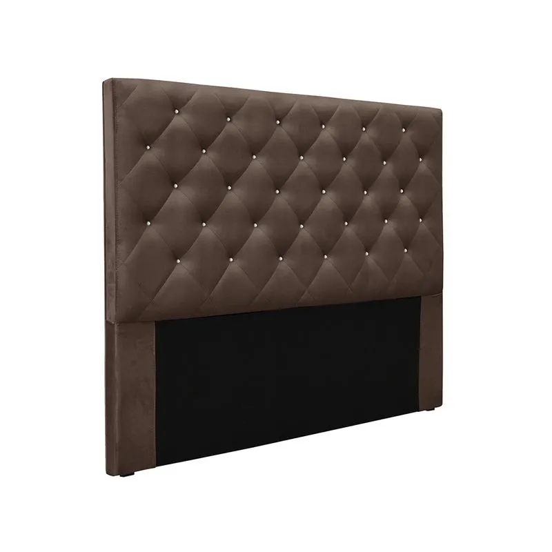 Cabeceira Cama Box Queen 160 cm Tania Veludo Marrom S04 - D'Rossi