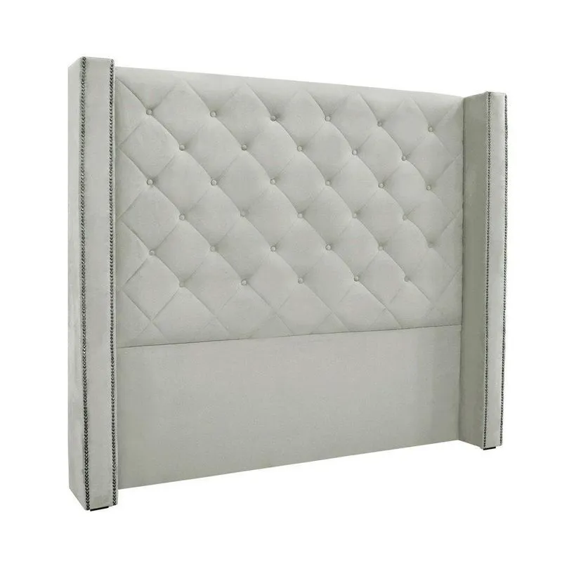 Cabeceira Cama Box Queen 160 Cm Vicenza Veludo S04 Cor Prata