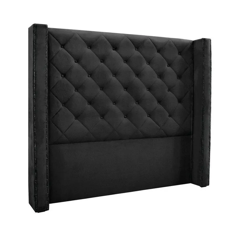 Cabeceira Cama Box Queen 160 Cm Vicenza Veludo S04 Cor Preto
