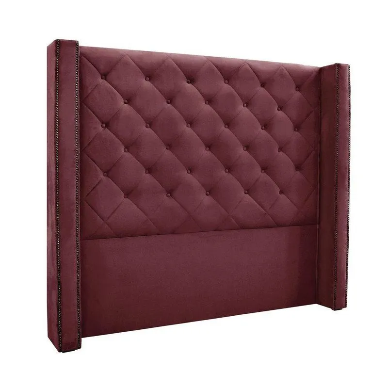 Cabeceira Cama Box Queen 160 Cm Vicenza Veludo S04 Cor Vinho