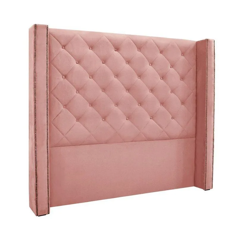 Cabeceira Cama Box King 195 Cm Vicenza Veludo S04 Cor Rosa