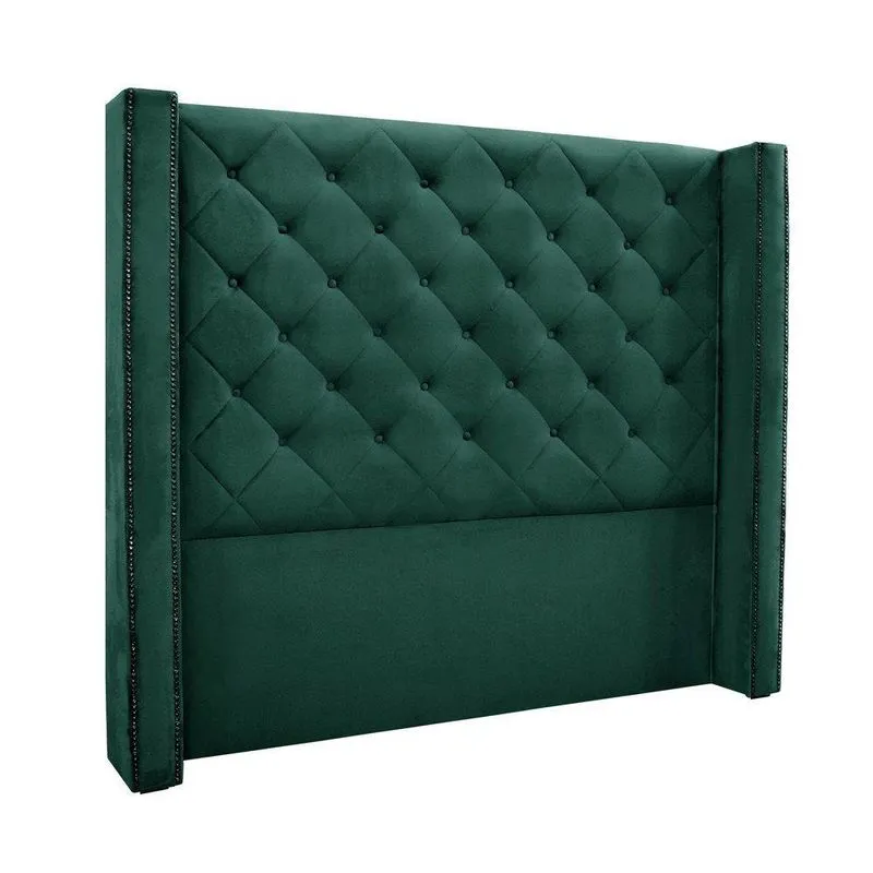 Cabeceira Cama Box King 195 Cm Vicenza Veludo S04 - D'rossi Cor Verde