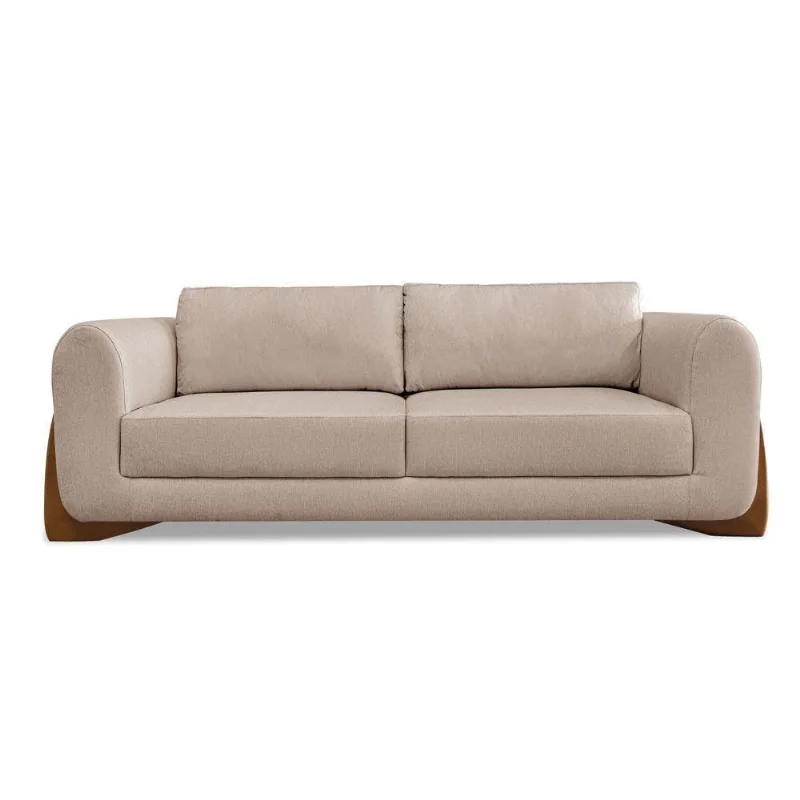 Sofá 2 Lugares Base De Madeira Clarissa 160 Cm Linho S04 - D'rossi Cor Areia