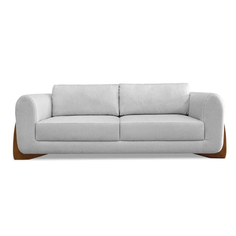 Sofá 3 Lugares Base De Madeira Clarissa 250 Cm Linho S04 - D'rossi Cor Grigio