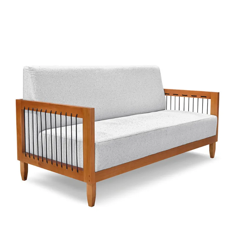 Sofá 2 Lugares Base de Madeira Mariana 160 cm Linho Grigio S04 - D'Rossi