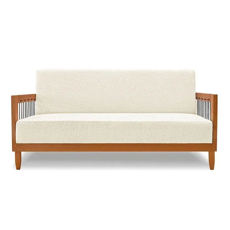 Sofá 2 Lugares Base De Madeira Mariana 160 Cm Linho S04 - D'rossi Cor Natural