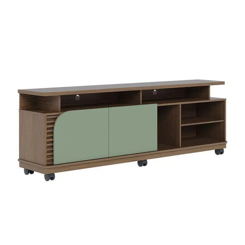 Bancada Tv De 65'' 2 Portas Com Rodízio Ewa 180cm Amêndoa-verde Pistache C04 - D'rossi
