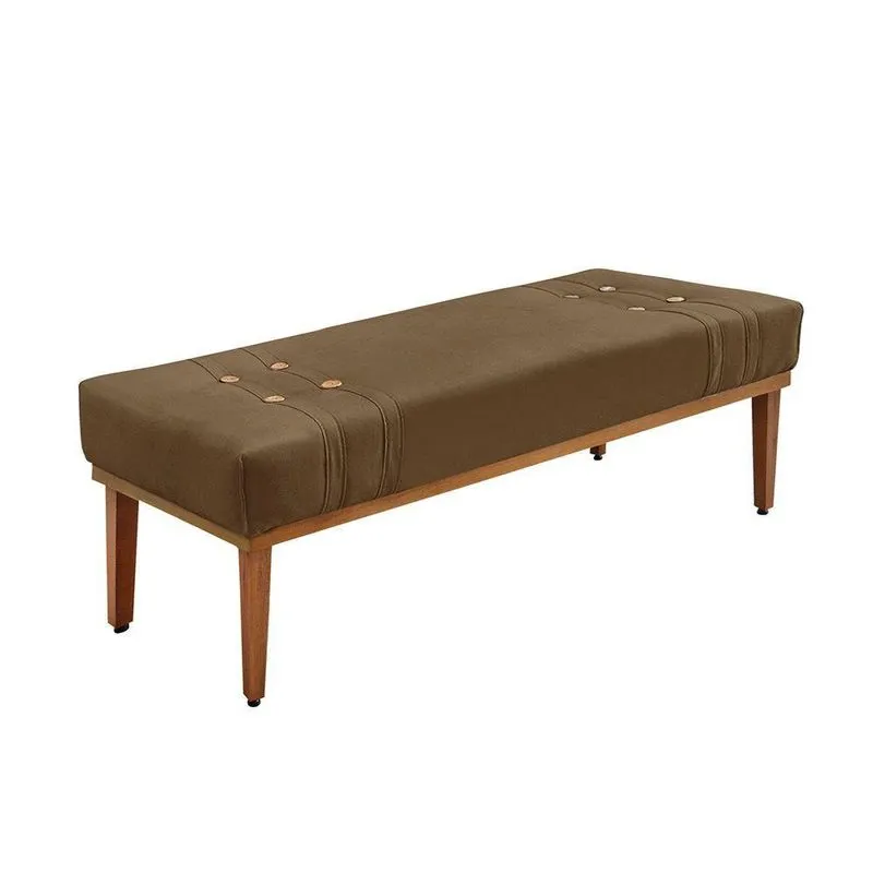Divã Recamier Banco Base Madeira Para Quarto Gênova 90cm Suede S04 - D'rossi Cor Caramelo
