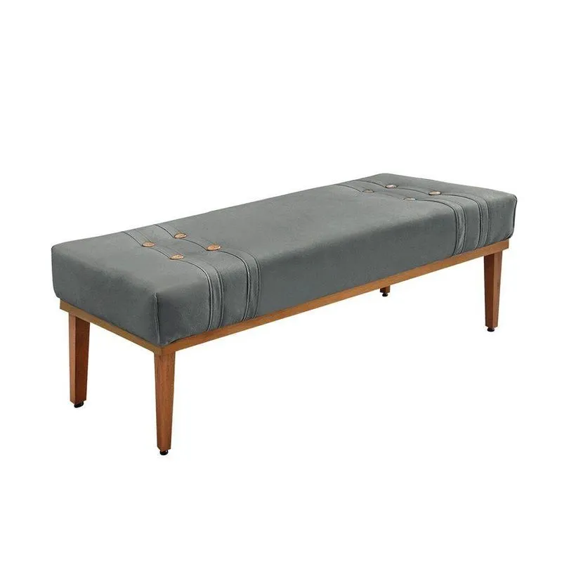 Divã Recamier Banco Base Madeira Para Quarto Gênova 90cm Veludo S04 - D'rossi Cor Cinza