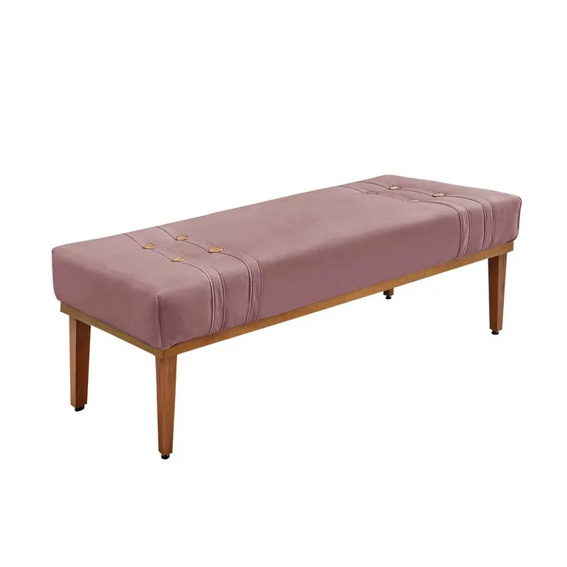 Divã Recamier Banco Base Madeira para Quarto Gênova 90cm Veludo Lilás S04 - D'Rossi