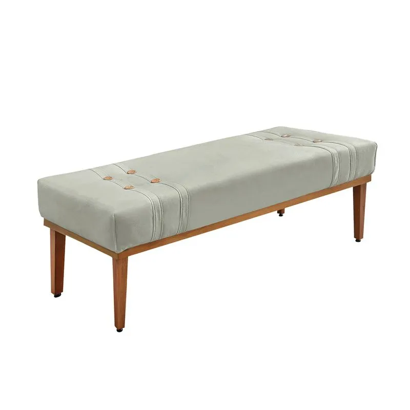 Divã Recamier Banco Base Madeira para Quarto Gênova 90cm Veludo Prata S04 - D'Rossi