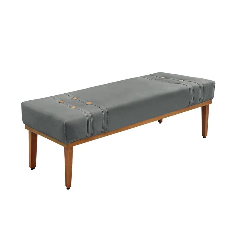 Divã Recamier Retrô Base Madeira para Quarto Gênova 140cm Veludo Cinza S04 - D'Rossi