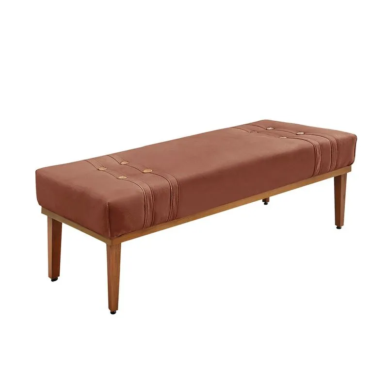 Divã Recamier Banco Base Madeira para Quarto Gênova 160cm Veludo Cobre S04 - D'Rossi