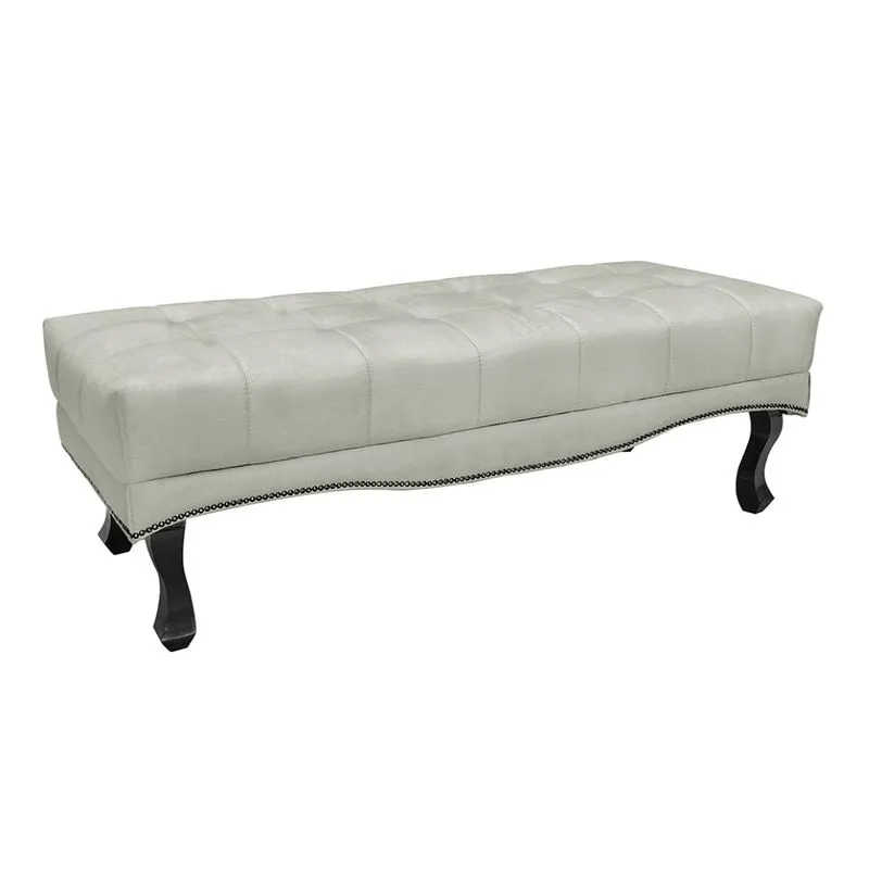 Puff Recamier Retrô Luis Xv Captonê Quarto Vicenza 90cm Veludo Prata S04 - D'Rossi