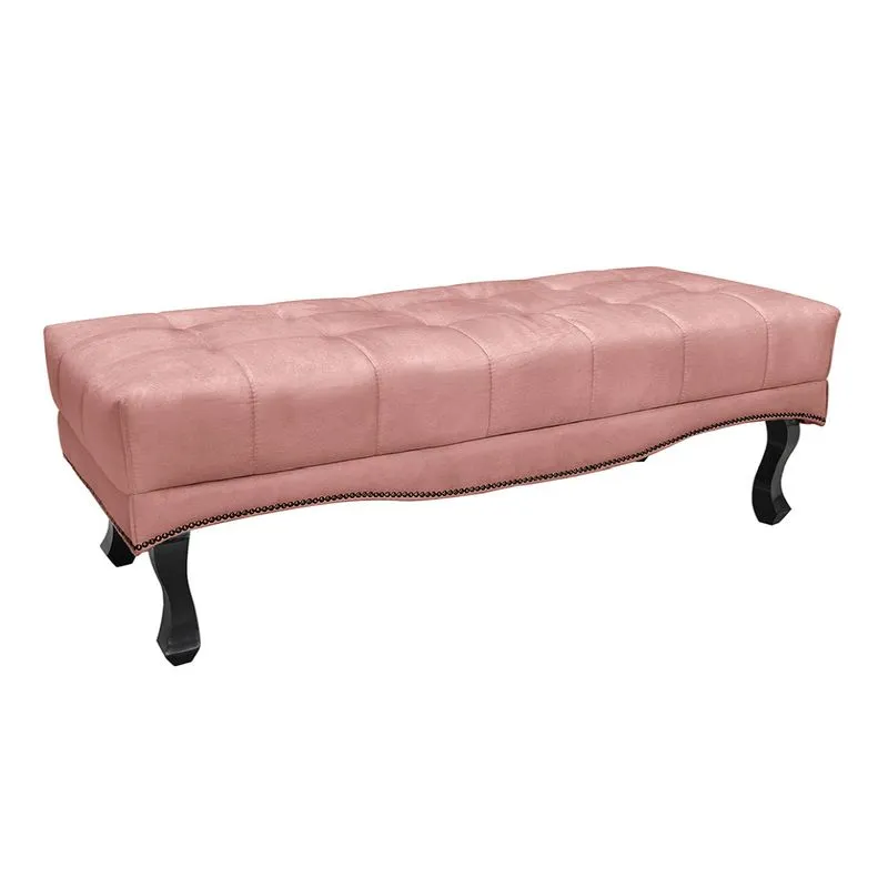 Puff Recamier Retrô Luis Xv Captonê Quarto Vicenza 160cm Veludo Rosa S04 - D'Rossi