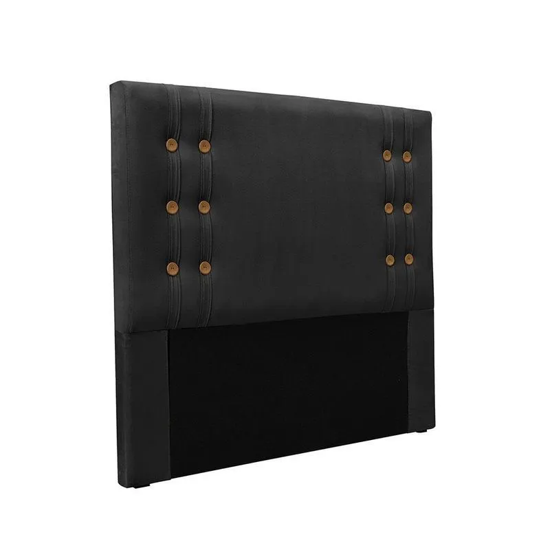 Cabeceira Cama Box Casal 140cm e Recamier Gênova Veludo S04 Cor Preto