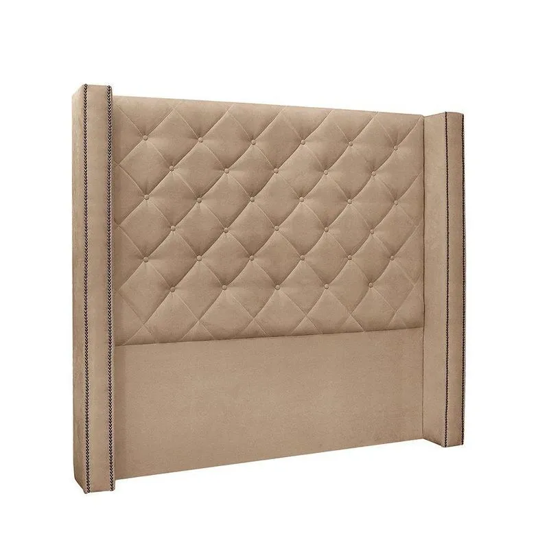 Cabeceira Cama Box Solteiro 90cm E Recamier Vicenza Suede Bege S04 - D'rossi