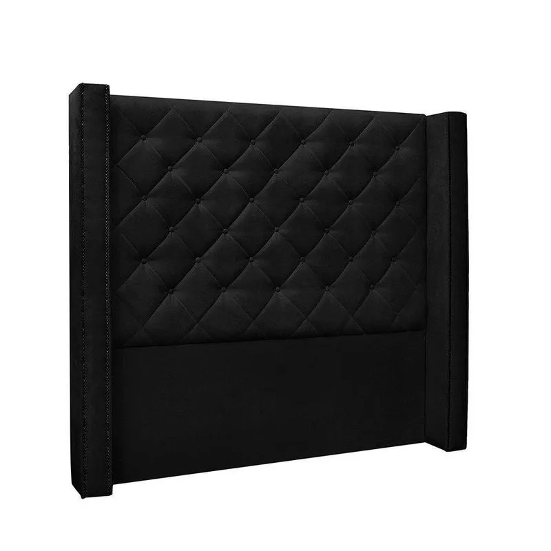 Cabeceira Cama Box Solteiro 90cm e Recamier Vicenza Suede S04 Cor Preto