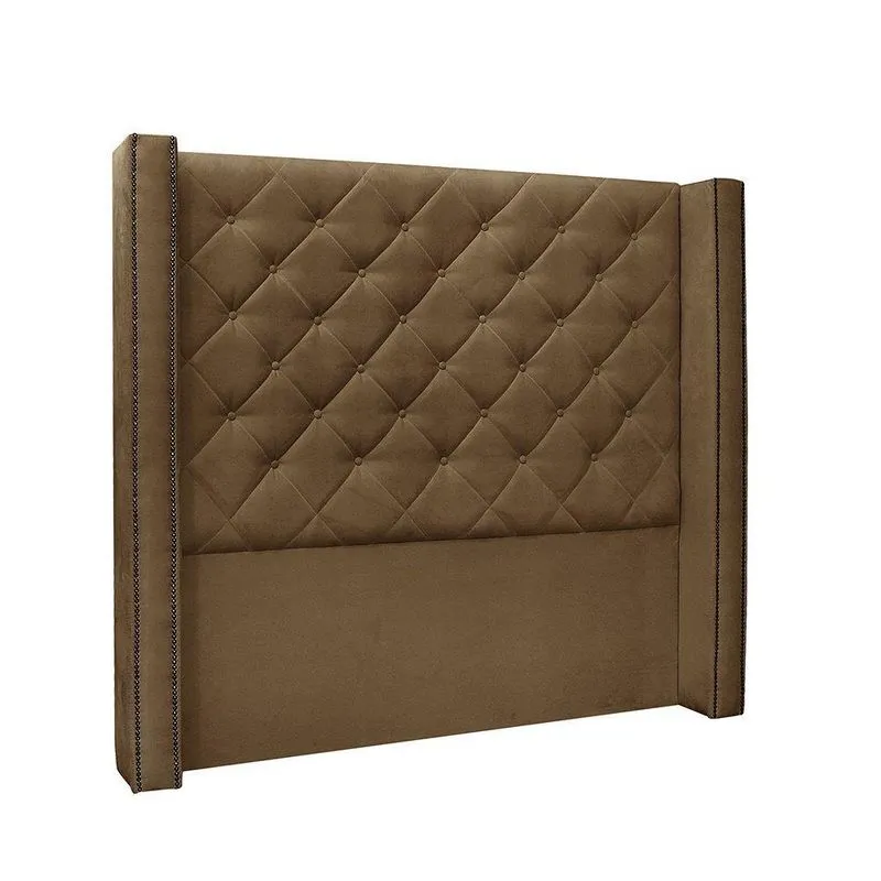 Cabeceira Cama Box Casal 140cm e Recamier Vicenza Suede S04 Cor Caramelo