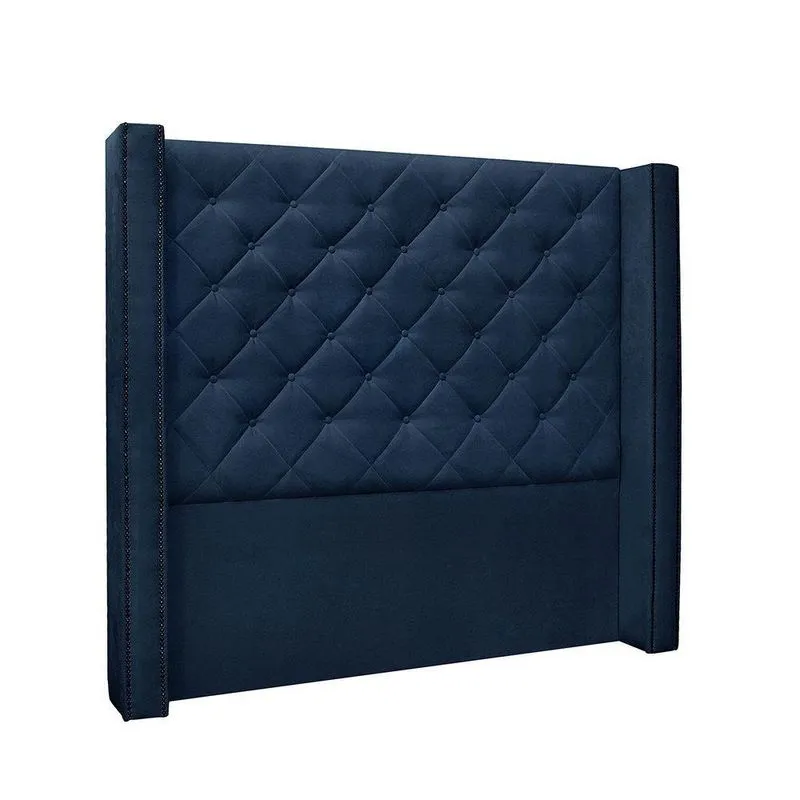 Cabeceira Cama Box King 195cm E Recamier Vicenza Suede Azul Marinho S04 - D'rossi