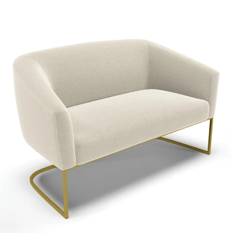 Sofá 2 Lugares Namoradeira Industrial Dourado Stella Bouclê D03 - D'Rossi Rose