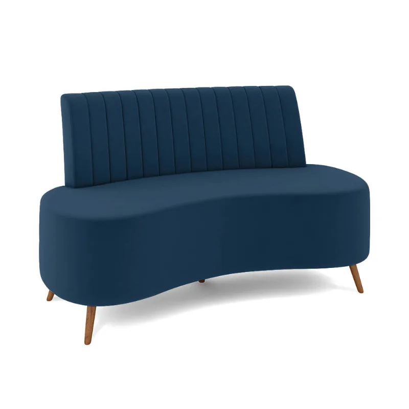Sofá 2 Lugares Living 135Cm Pé Palito Maraú Veludo K01 - D'Rossi Azul Marinho