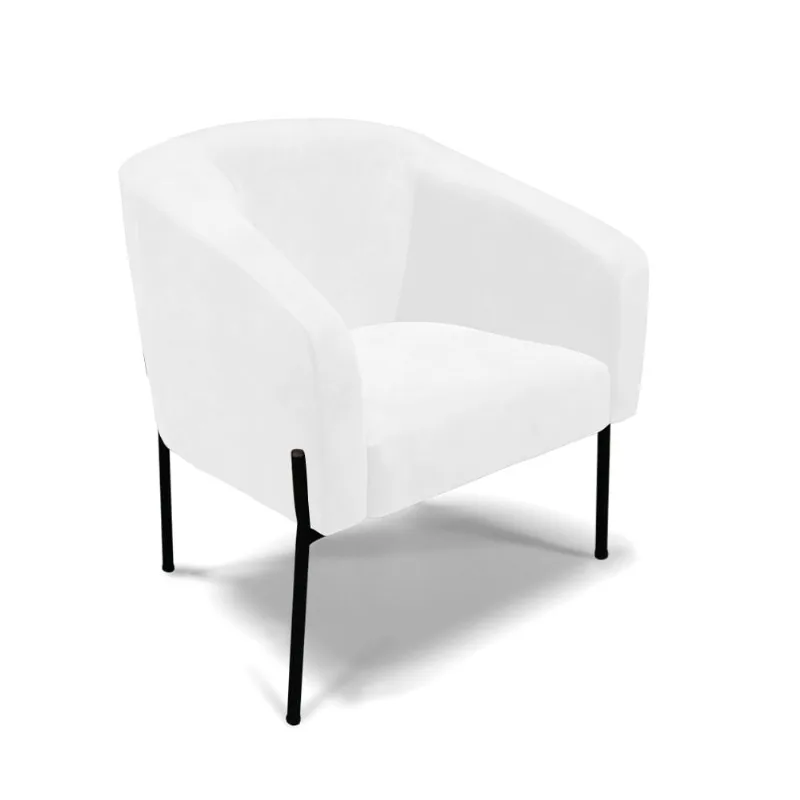 Cadeira Sala de Jantar Pé de Ferro Preto Stella Sintético PU D03 - D'Rossi Branco