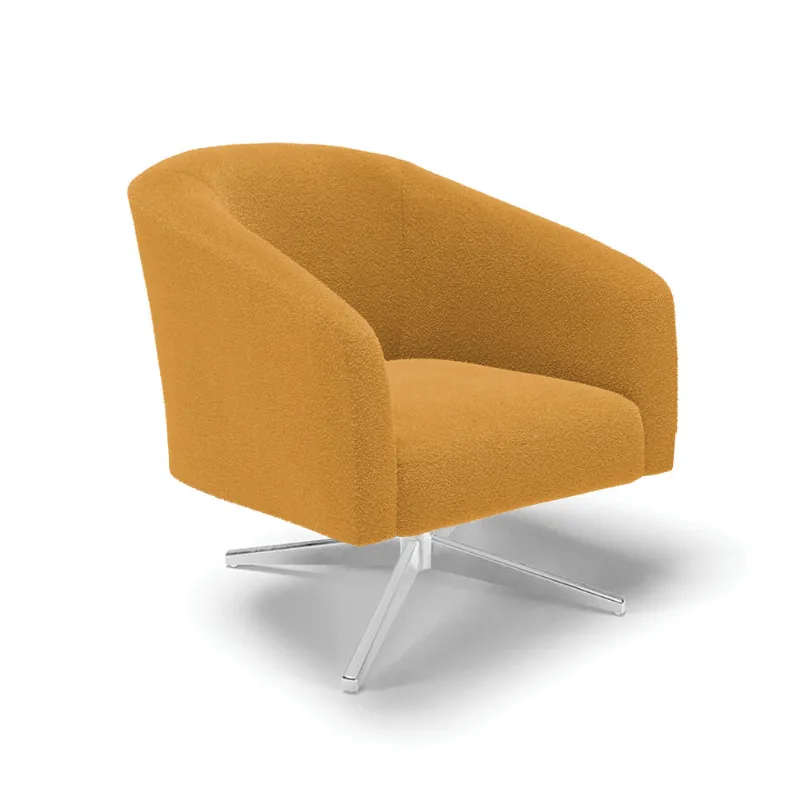 Poltrona Decorativa Base Giratória Cromada Stella Bouclê Mostarda D03 - D'Rossi