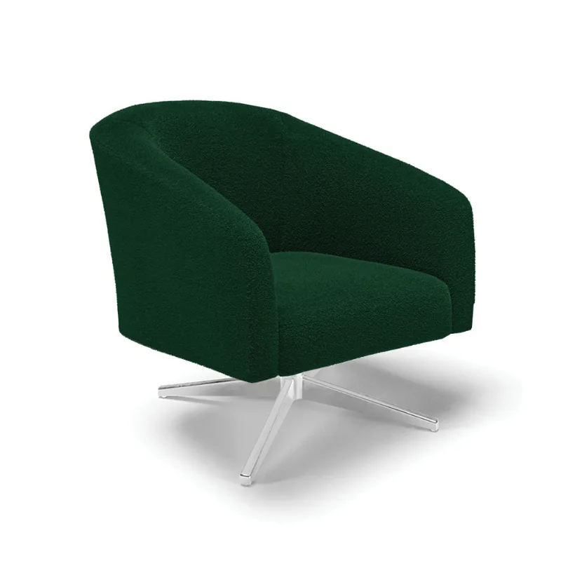 Poltrona Decorativa Base Giratória Cromada Stella Bouclê Verde D03 - D'Rossi