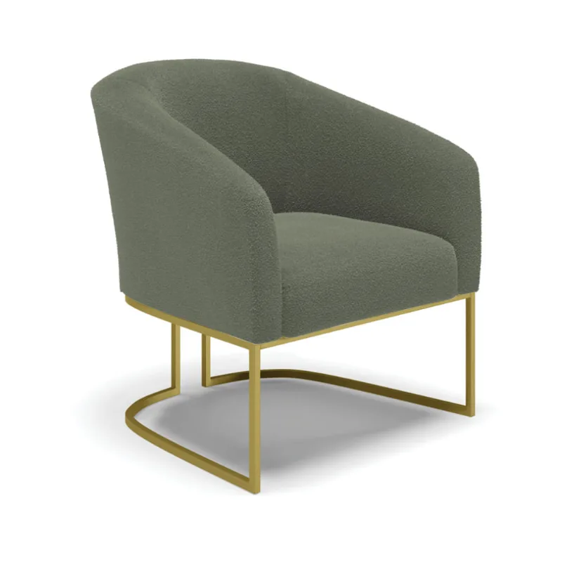 Poltrona Decorativa Industrial Dourado Stella Bouclê Pistache D03 - D'Rossi