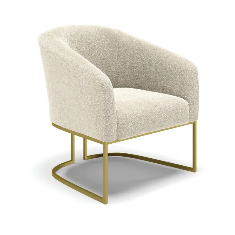 Poltrona Decorativa Base Industrial Dourado Stella Bouclê D03 - D'rossi Cor Verde