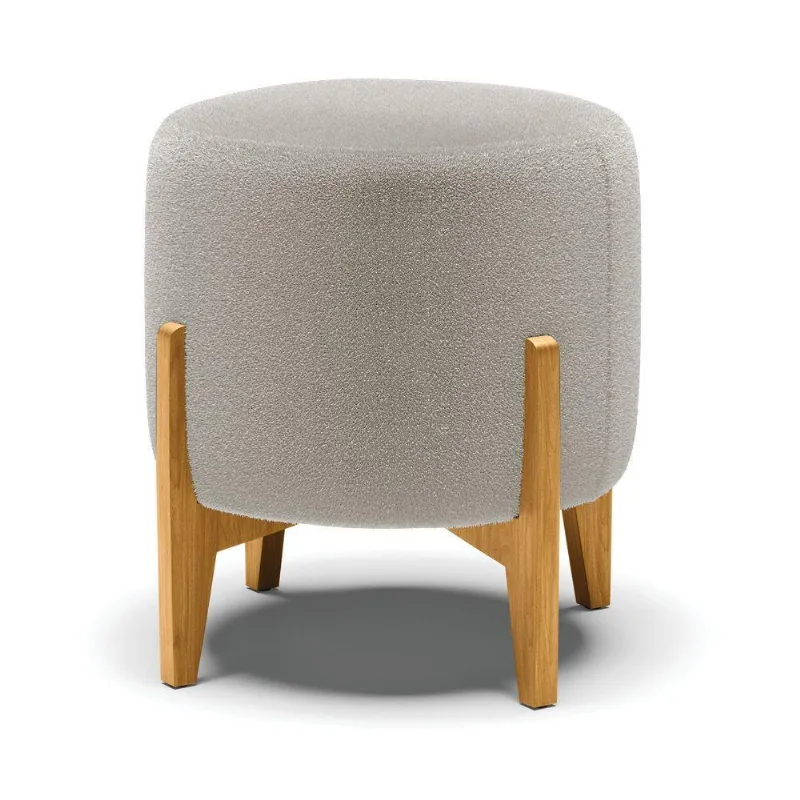 Puff Banqueta Decorativo Base Madeira Stella Bouclê Cinza P01 - D'rossi