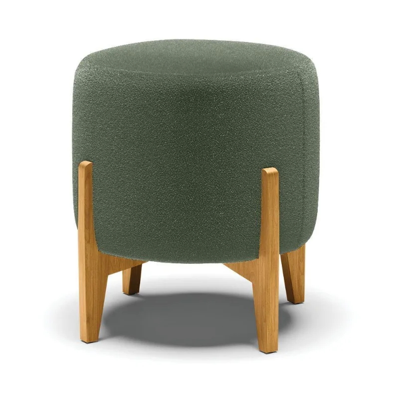 Puff Banqueta Decorativo Base Madeira Stella Bouclê Menta P01 - D'rossi