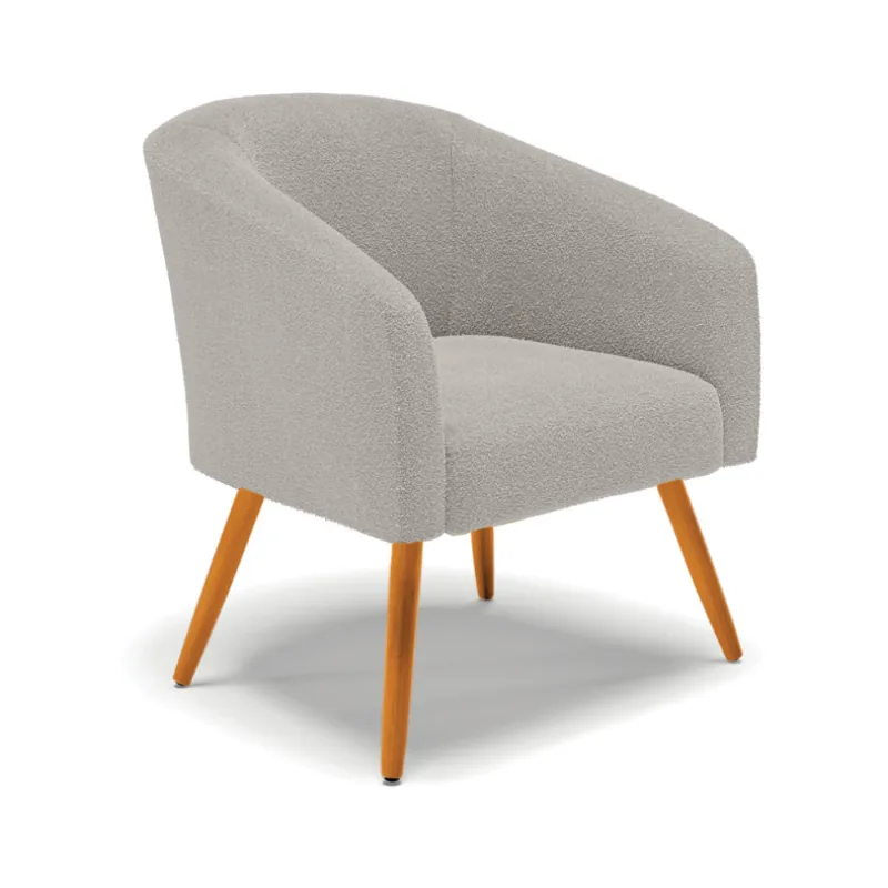 Poltrona Decorativa Pé Palito Castanho Stella Bouclê Cinza D03 - D'Rossi