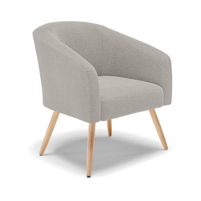 Poltrona Decorativa Pé Palito Natural Stella Bouclê Cinza D03 - D'Rossi