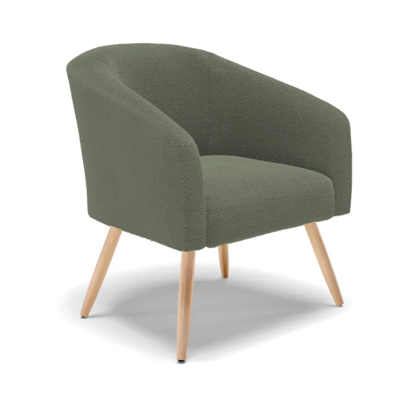 Poltrona Decorativa Pé Palito Natural Stella Bouclê Verde Pistache D03 - D'Rossi