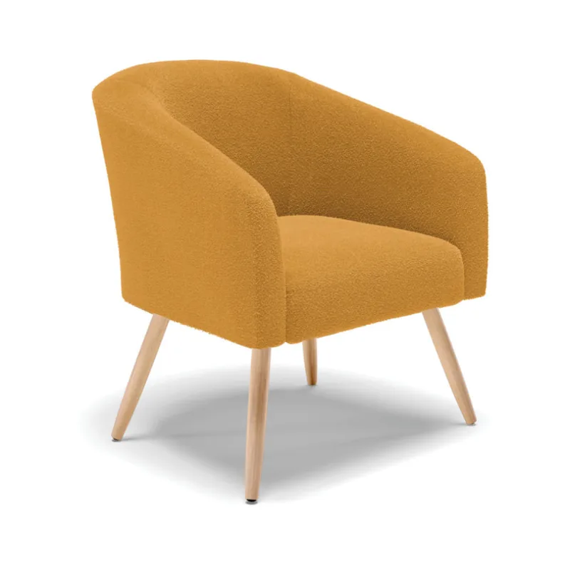 Poltrona Decorativa Pé Palito Natural Stella Bouclê Mostarda D03 - D'Rossi