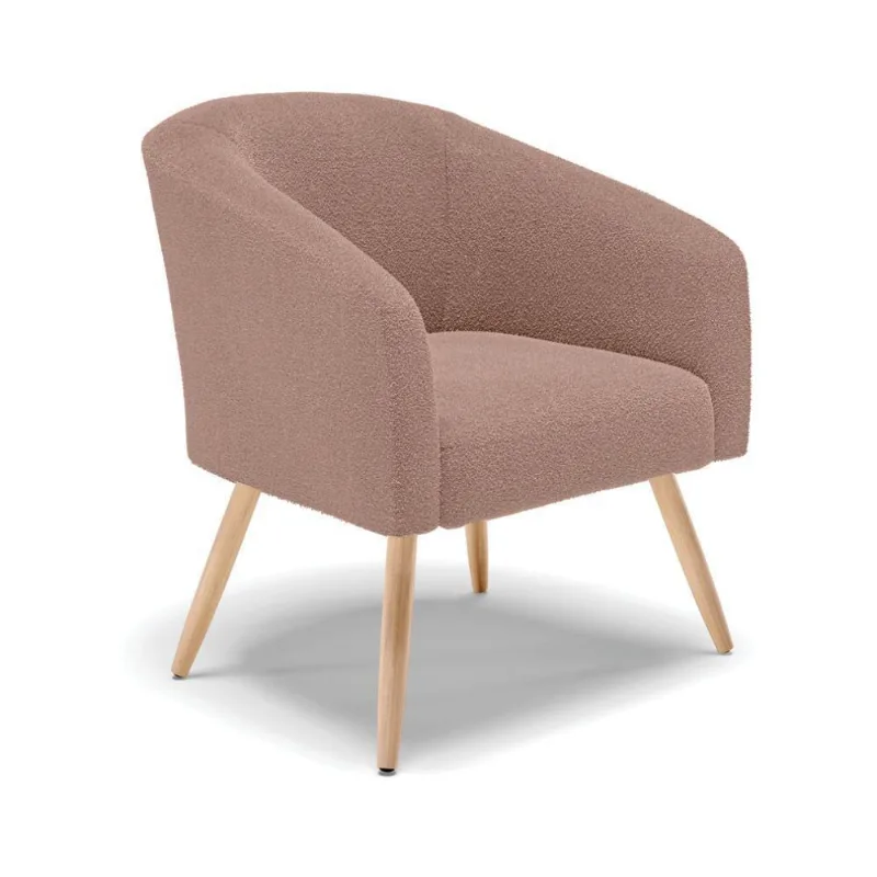 Poltrona Decorativa Pé Palito Natural Stella Bouclê Rosê D03 - D'rossi