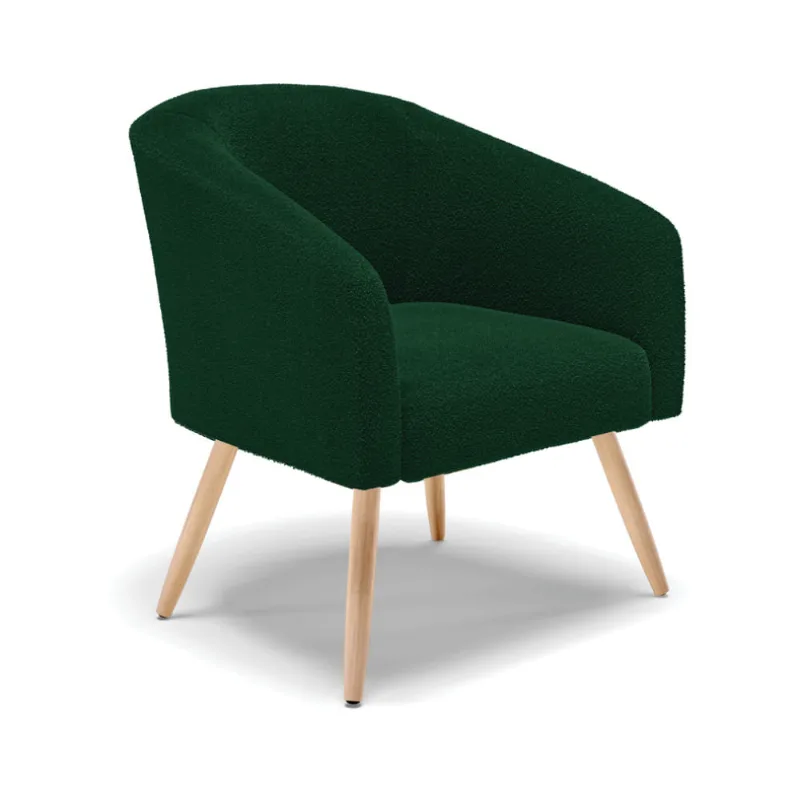 Poltrona Decorativa Pé Palito Natural Stella Bouclê Verde D03 - D'Rossi