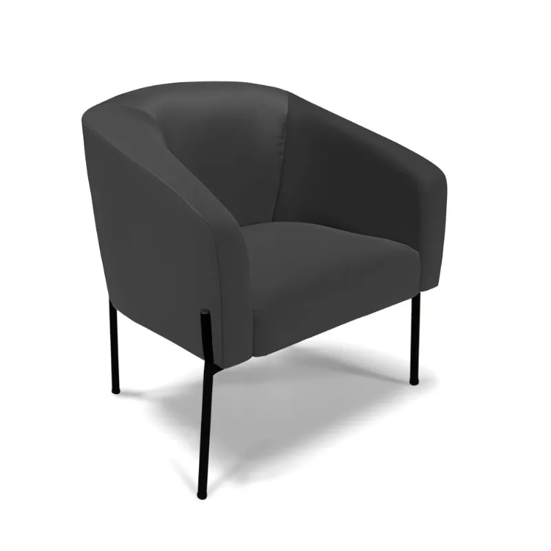 Cadeira Sala de Jantar Pé de Ferro Preto Stella Sintético D03 - D'Rossi Preto