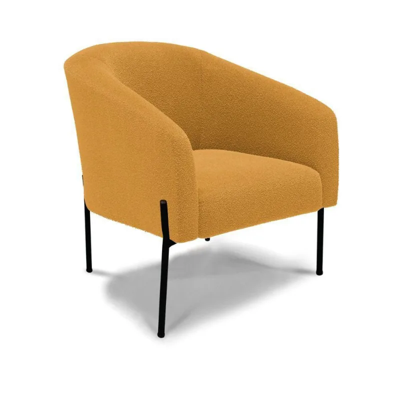 Poltrona Decorativa Pé De Ferro Preto Stella Bouclê D03 - D'rossi Cor Mostarda