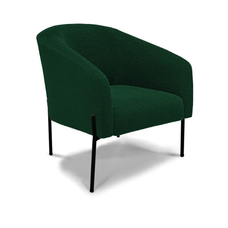 Poltrona Decorativa Pé de Ferro Preto Stella Bouclê Verde D03 - D'Rossi