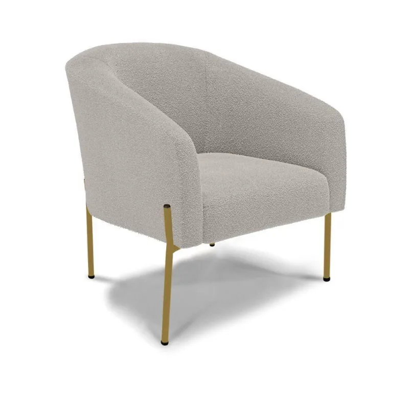 Poltrona Decorativa Pé De Ferro Dourado Stella Bouclê D03 - D'rossi Cor Cinza